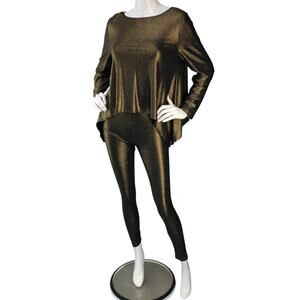 Kozan Womens Size S Outfit Set Top Pants 2 Piece Long Sleeve Legging Gold